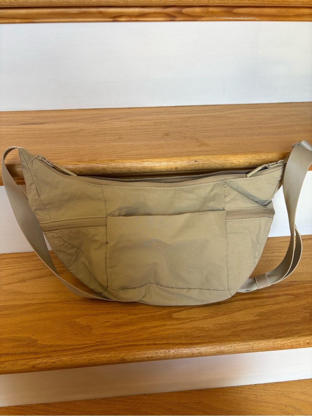 Women’s  Casual Shoulder Bag in Light Khaki VONAL Nylon Crescent Crossbody Bag,